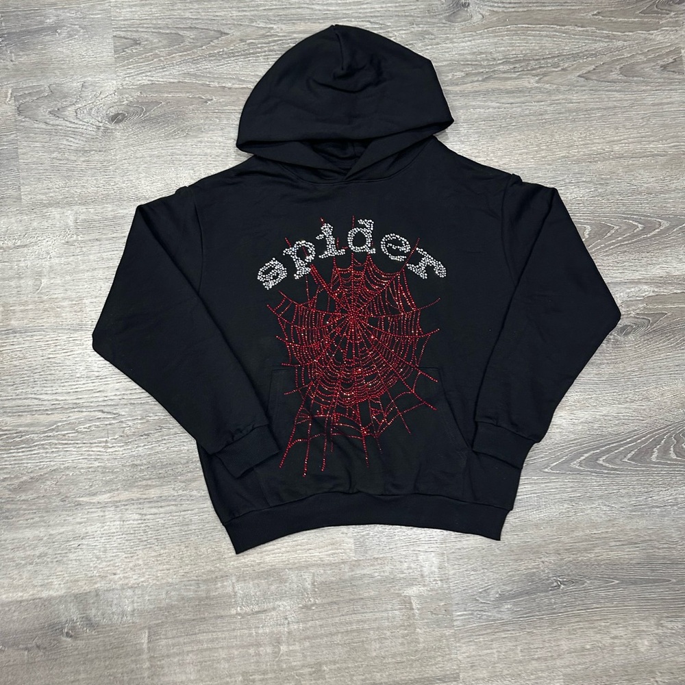 Sp5der OG Rhinestone Hoodie 'Black'